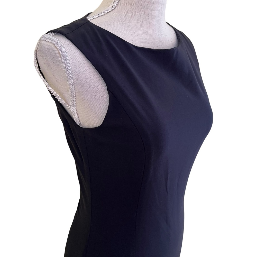 Shin Choi Deep Navy Blue Sleeveless Stretch Wool Sheath Dress 4 - Picture 3 of 8
